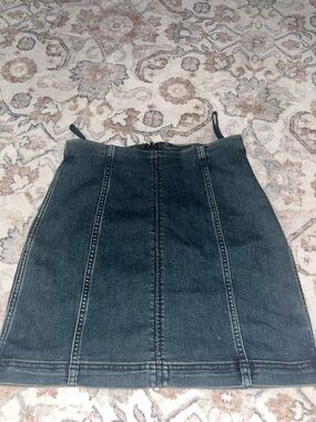 Free People Navy Indigo Denim Skirt